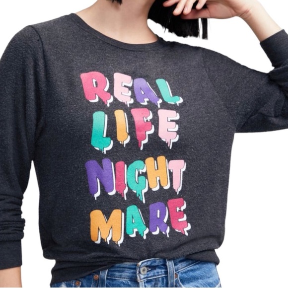 Wildfox Pleasant Dreams Baggy Beach Jumper in Dark Gray NWT Halloween - Picture 1 of 3